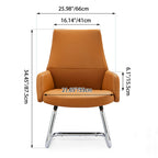 Modern Executive Two-Tone PU Leather Desk Chair - Warm Brown Cantilever Office Chair With Ergonomic Headrest & Chrome Base For Home Office Lumendat