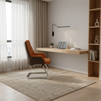 Modern Executive Two-Tone PU Leather Desk Chair - Warm Brown Cantilever Office Chair With Ergonomic Headrest & Chrome Base For Home Office Lumendat
