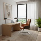 Modern Executive Two-Tone PU Leather Desk Chair - Warm Brown Cantilever Office Chair With Ergonomic Headrest & Chrome Base For Home Office Lumendat