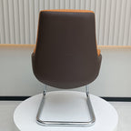 Modern Executive Two-Tone PU Leather Desk Chair - Warm Brown Cantilever Office Chair With Ergonomic Headrest & Chrome Base For Home Office Lumendat