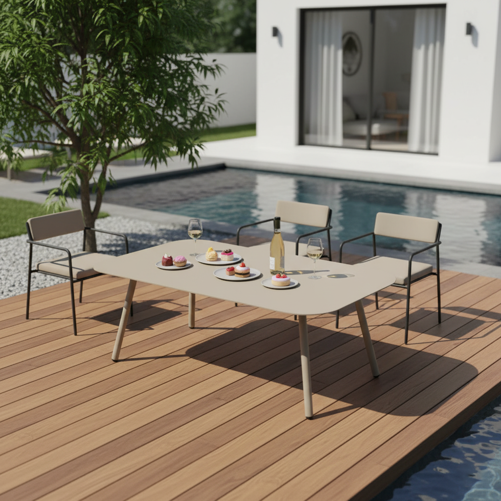 Modern Minimalist Rectangular Outdoor Table - Aluminum Coffee Table For Garden & Balcony Lumendat