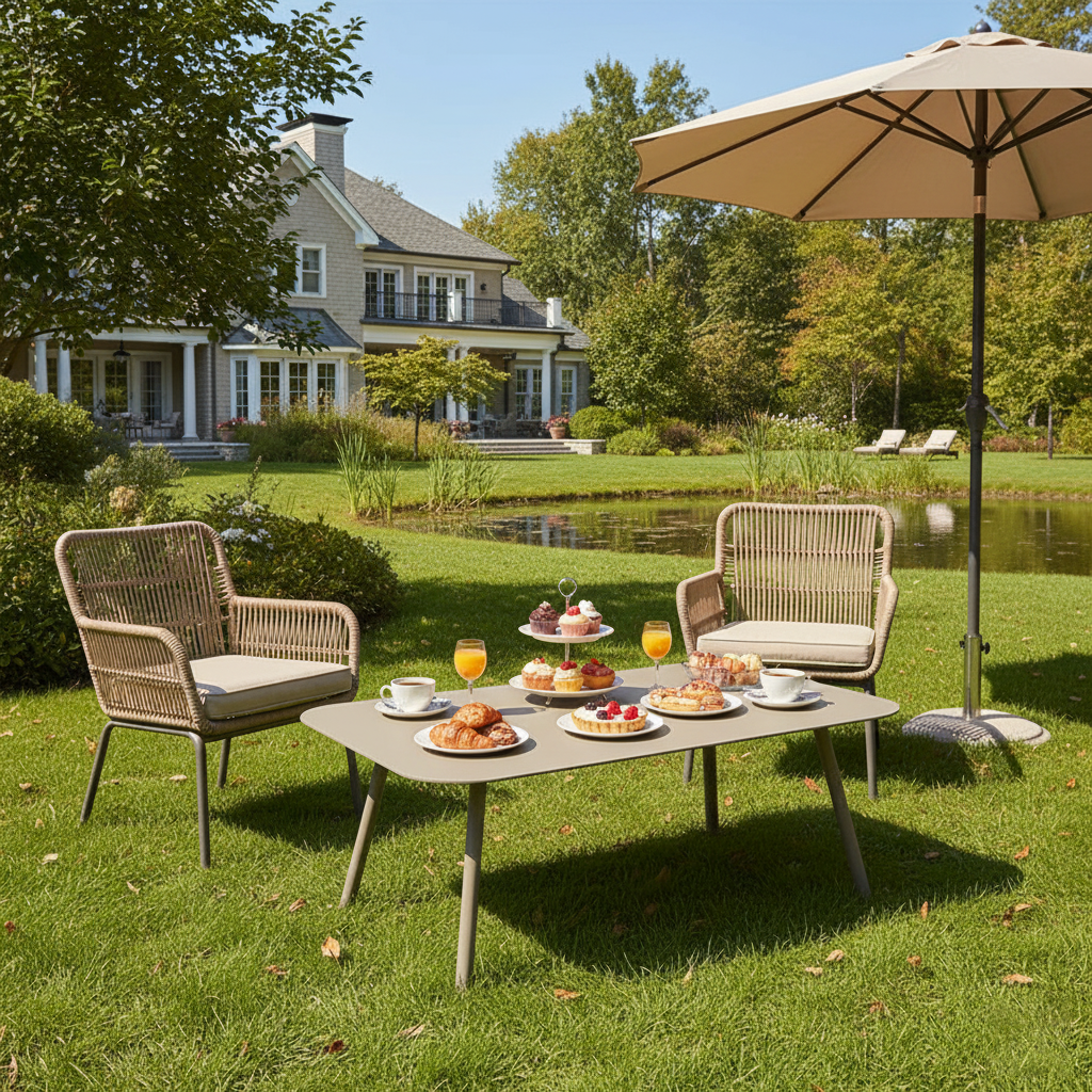 Modern Minimalist Rectangular Outdoor Table - Aluminum Coffee Table For Garden & Balcony Lumendat