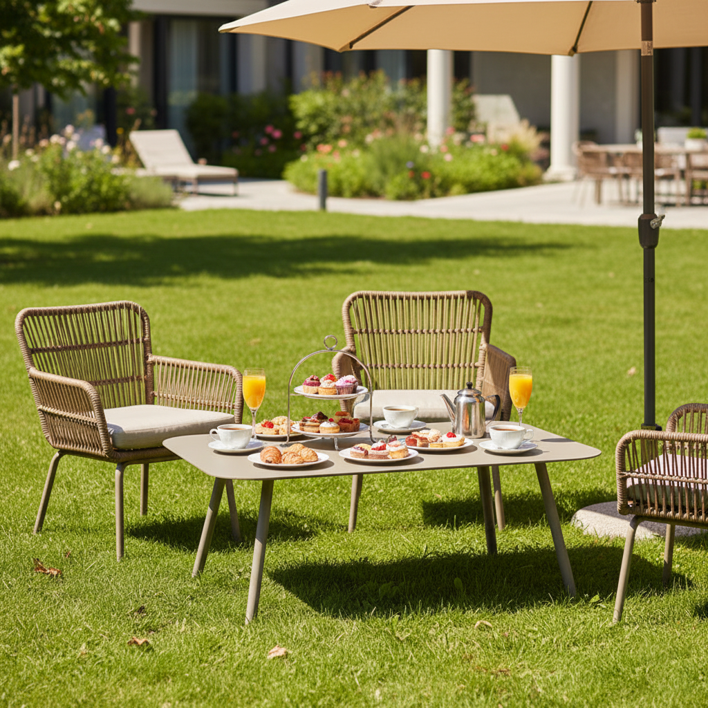Modern Minimalist Rectangular Outdoor Table - Aluminum Coffee Table For Garden & Balcony Lumendat
