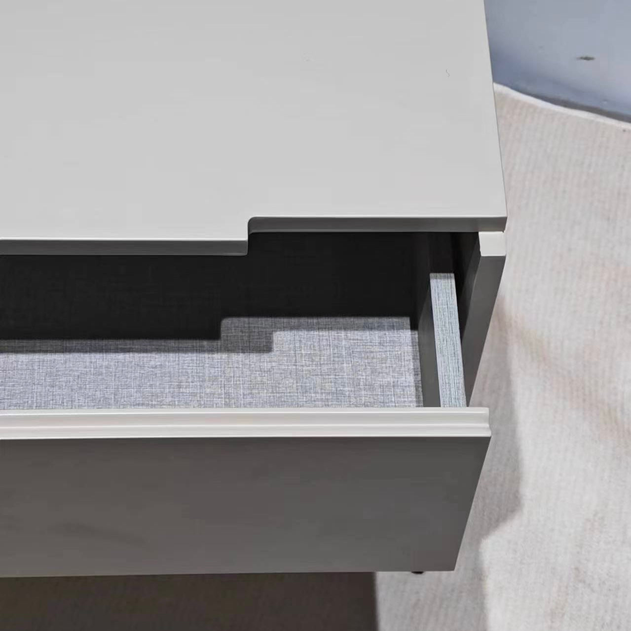 Modern Minimalist E1 MDF Nightstand 1-Drawer With Iron Legs For Bedroom Lumendat