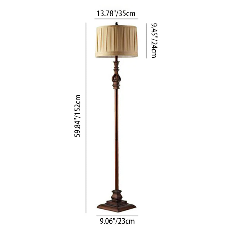 Modern European Retro Pleated Fabric 1-Light Standing Floor Lamp Lumendat