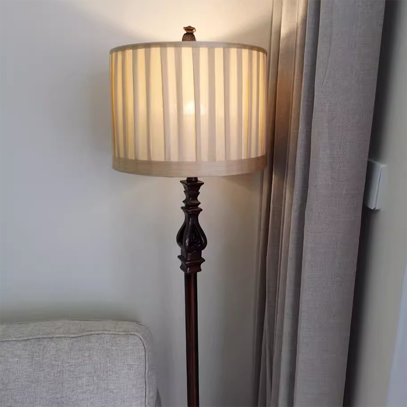 Modern European Retro Pleated Fabric 1-Light Standing Floor Lamp Lumendat