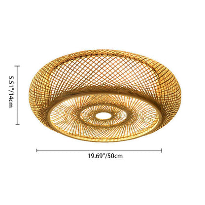 Bamboo Weaving 3-light Flush Mount Lighting