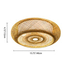Bamboo Weaving 3-light Flush Mount Lighting BulbSquare