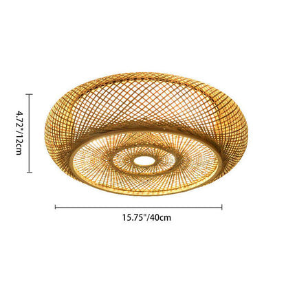 Bamboo Weaving 3-light Flush Mount Lighting