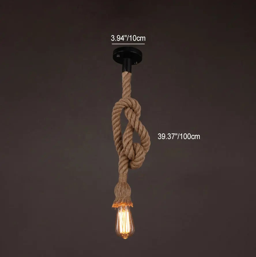 Industrial Hemp Rope Hanging 1/2-light Pendant Light Lumendat