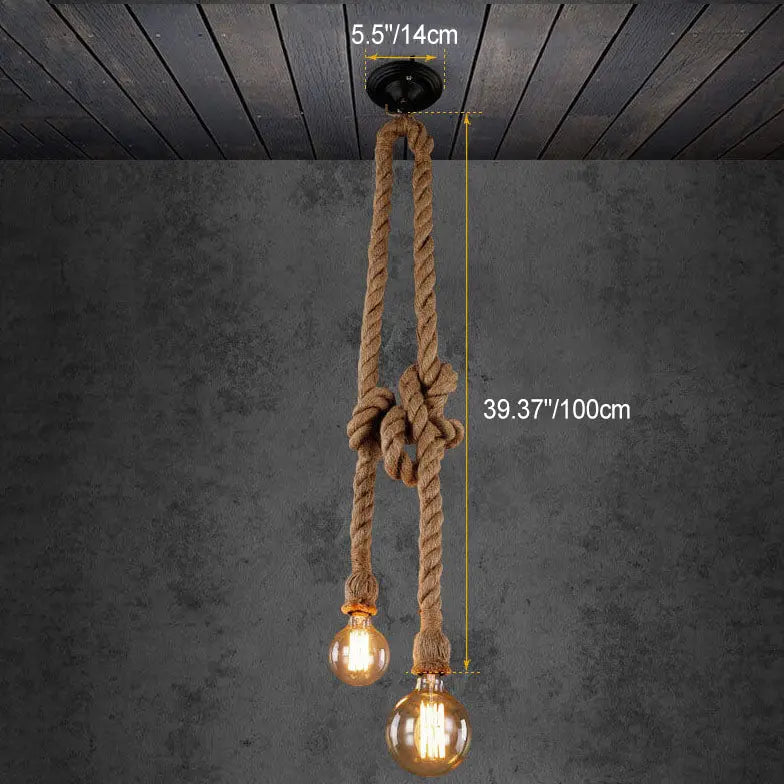 Industrial Hemp Rope Hanging 1/2-light Pendant Light Lumendat