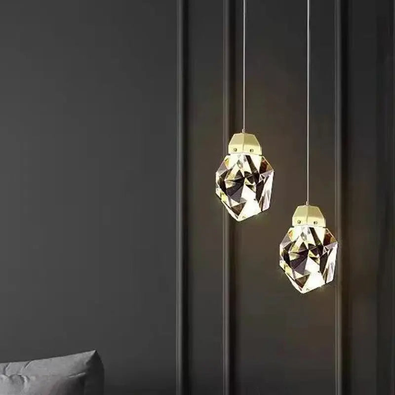 Modern Stone Shape 1-light Crystal LED Pendant Light Lumendat