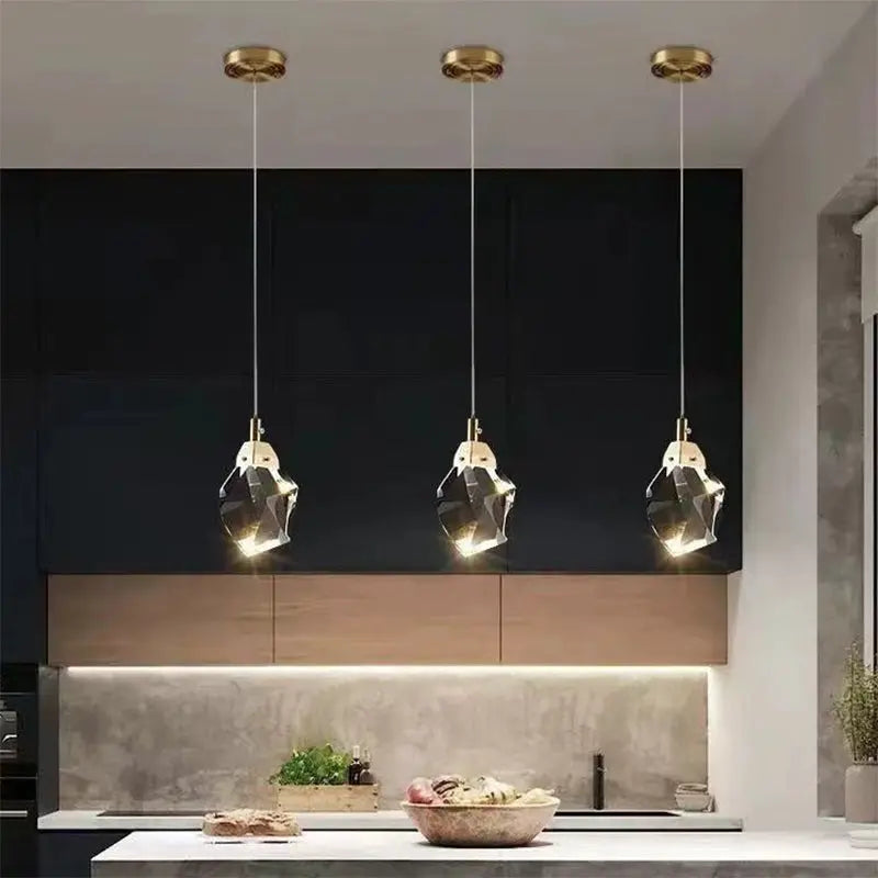 Modern Stone Shape 1-light Crystal LED Pendant Light modern luxury lighting fixture
