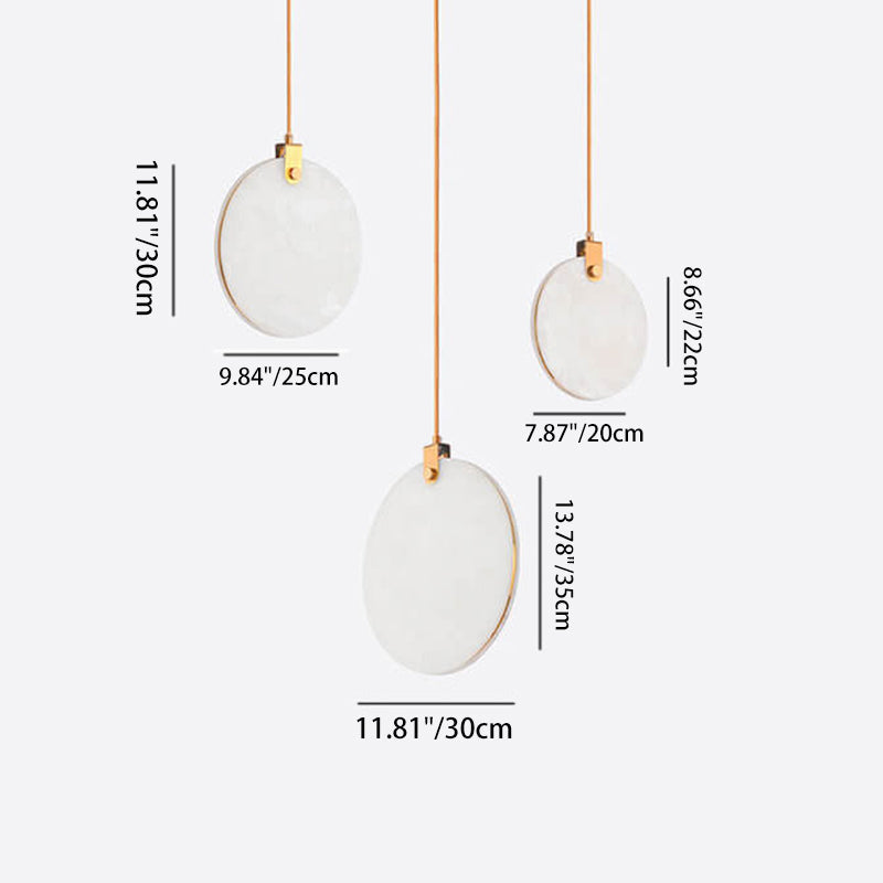 Modern Minimalist Round Marble Copper 1-Light LED Pendant Light For Living Room