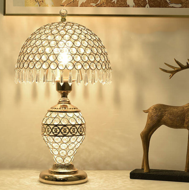Modern Luxury Crystal Dome Shade 1-Light Table Lamp Lumendat