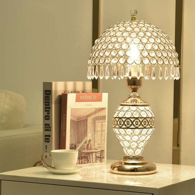 Modern Luxury Crystal Dome Shade 1-Light Table Lamp Lumendat
