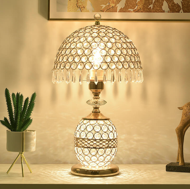 Modern Luxury Crystal Dome Shade 1-Light Table Lamp Lumendat