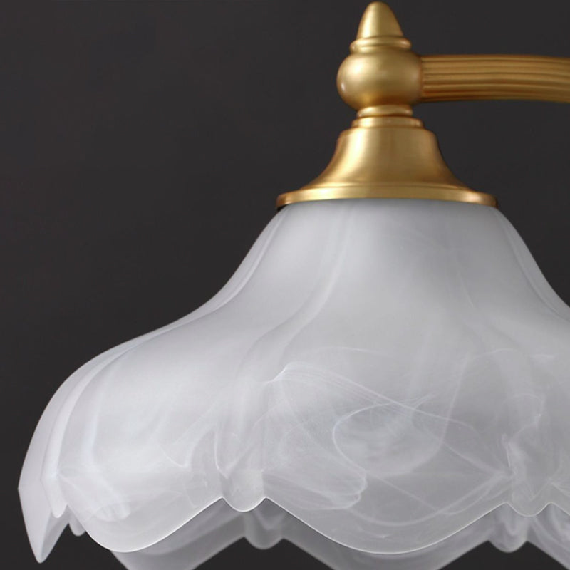 Traditional Vintage Round Copper Glass Petal Shade 1-Light Table Lamp For Bedroom Lumendat