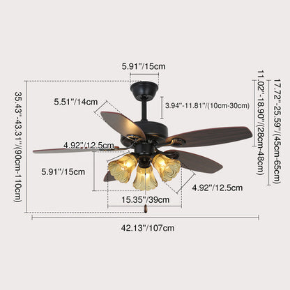 Traditional European Bell Shade Downrods Ceiling Fan Light For Living Room