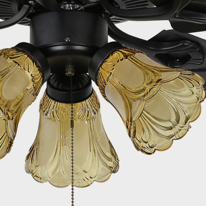 Traditional European Bell Shade Downrods Ceiling Fan Light For Living Room