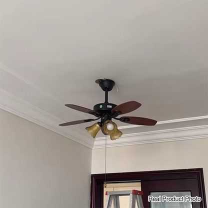 Traditional European Bell Shade Downrods Ceiling Fan Light For Living Room