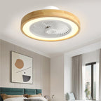Modern Minimalist Wood Geometric LED Semi-flush Mount Ceiling Fan Light BulbSquare