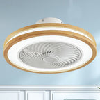 Modern Minimalist Wood Geometric LED Semi-flush Mount Ceiling Fan Light BulbSquare