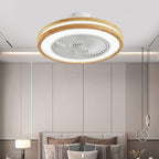 Modern Minimalist Wood Geometric LED Semi-flush Mount Ceiling Fan Light BulbSquare