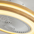 Modern Minimalist Wood Geometric LED Semi-flush Mount Ceiling Fan Light BulbSquare