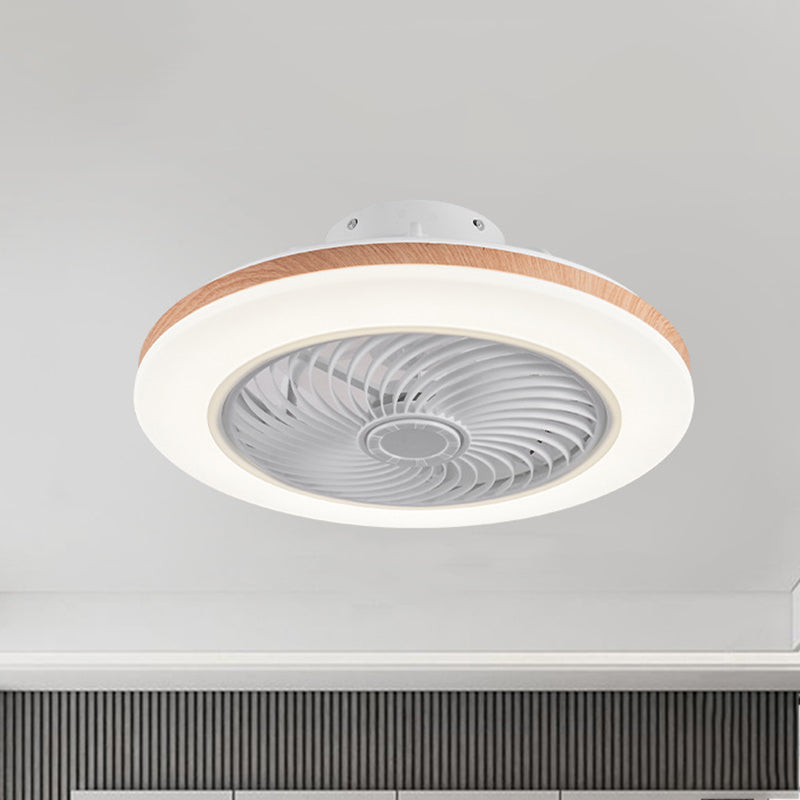 Modern Minimalist Wood Geometric LED Semi-flush Mount Ceiling Fan Light BulbSquare
