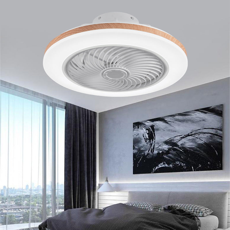 Modern Minimalist Wood Geometric LED Semi-flush Mount Ceiling Fan Light BulbSquare