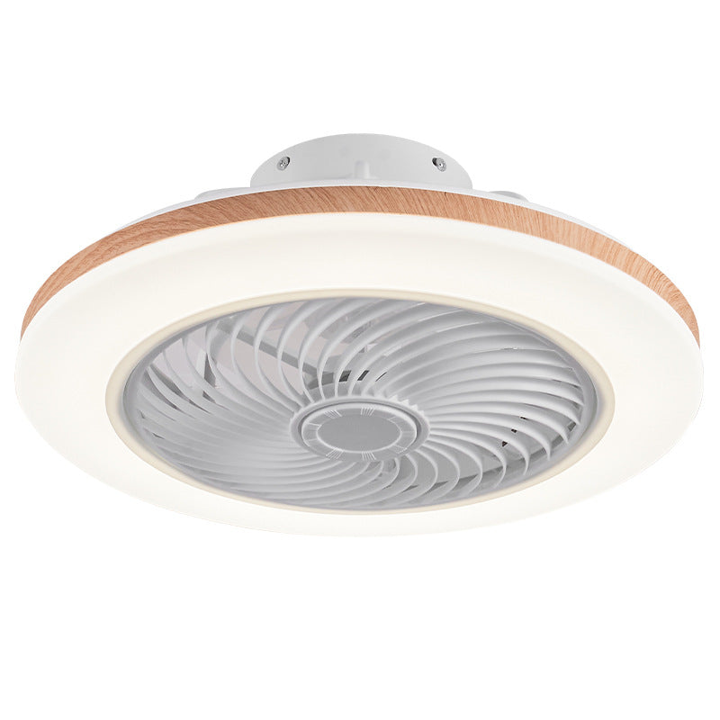 Modern Minimalist Wood Geometric LED Semi-flush Mount Ceiling Fan Light BulbSquare
