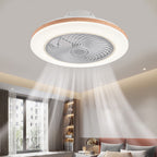 Modern Minimalist Wood Geometric LED Semi-flush Mount Ceiling Fan Light BulbSquare