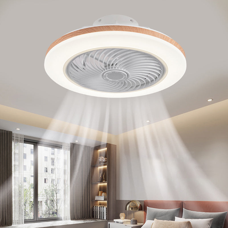 Modern Minimalist Wood Geometric LED Semi-flush Mount Ceiling Fan Light BulbSquare