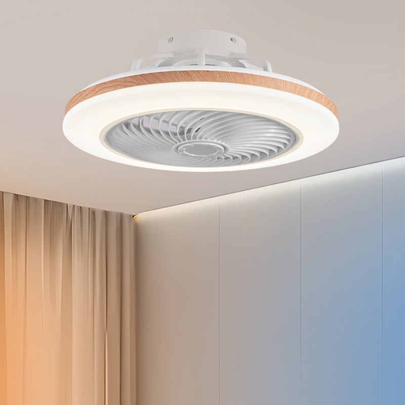 Modern Minimalist Wood Geometric LED Semi-flush Mount Ceiling Fan Light BulbSquare