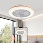 Modern Minimalist Wood Geometric LED Semi-flush Mount Ceiling Fan Light BulbSquare