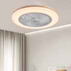 Modern Minimalist Wood Geometric LED Semi-flush Mount Ceiling Fan Light BulbSquare