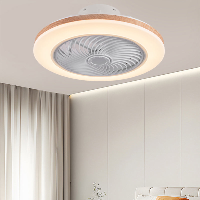 Modern Minimalist Wood Geometric LED Semi-flush Mount Ceiling Fan Light BulbSquare