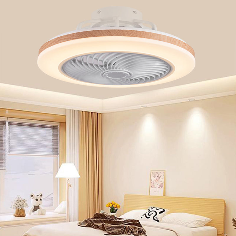 Modern Minimalist Wood Geometric LED Semi-flush Mount Ceiling Fan Light BulbSquare