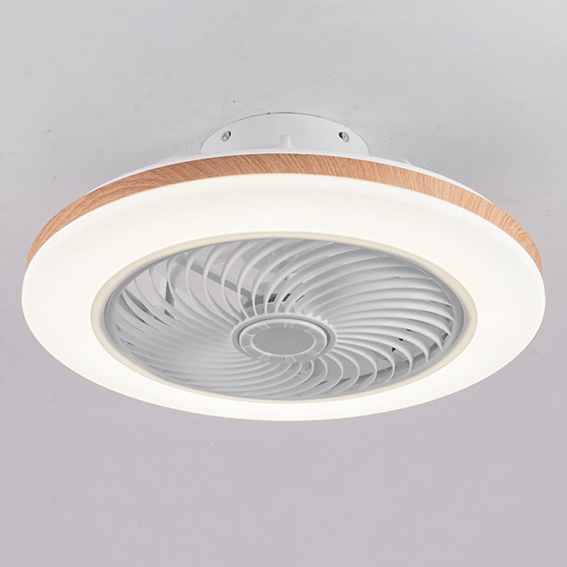 Modern Minimalist Wood Geometric LED Semi-flush Mount Ceiling Fan Light BulbSquare