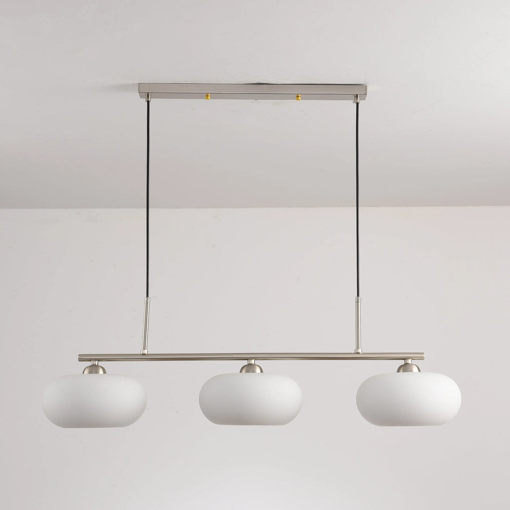 Light Luxury Persimmon Milk White Glass 3-light Island Light Chandelier BulbSquare
