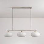 Light Luxury Persimmon Milk White Glass 3-light Island Light Chandelier BulbSquare