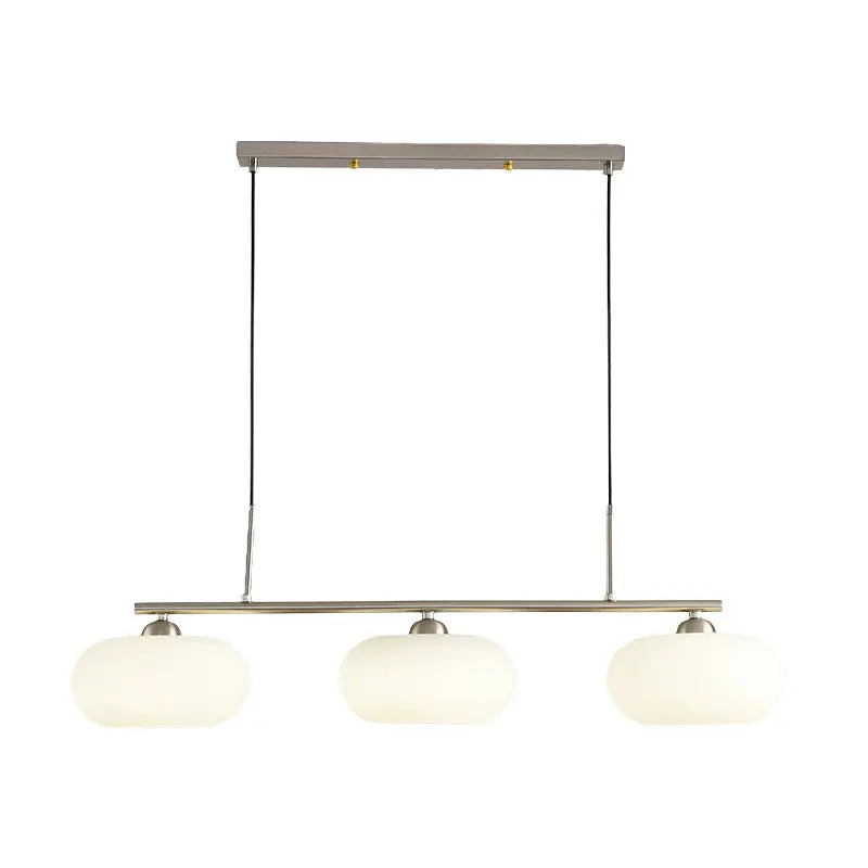 Light Luxury Persimmon Milk White Glass 3-light Island Light Chandelier BulbSquare