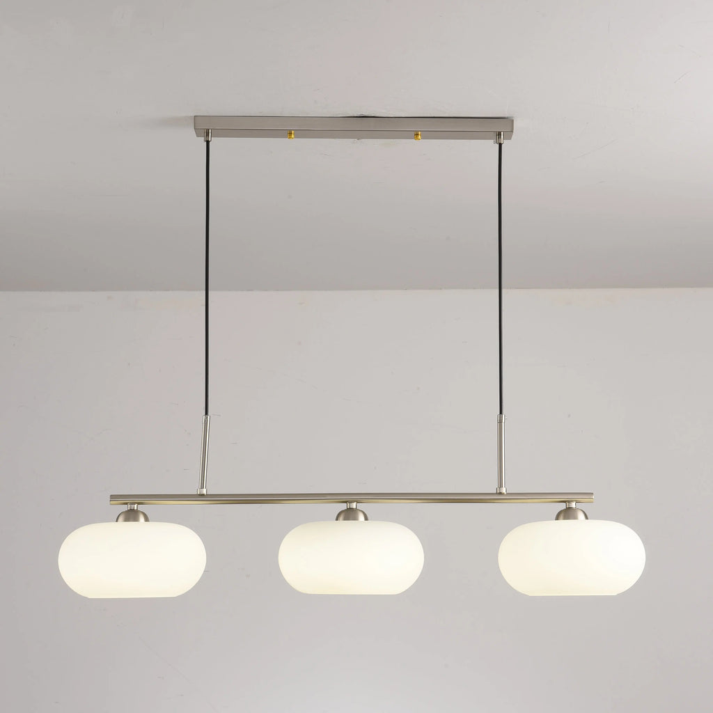Light Luxury Persimmon Milk White Glass 3-light Island Light Chandelier BulbSquare