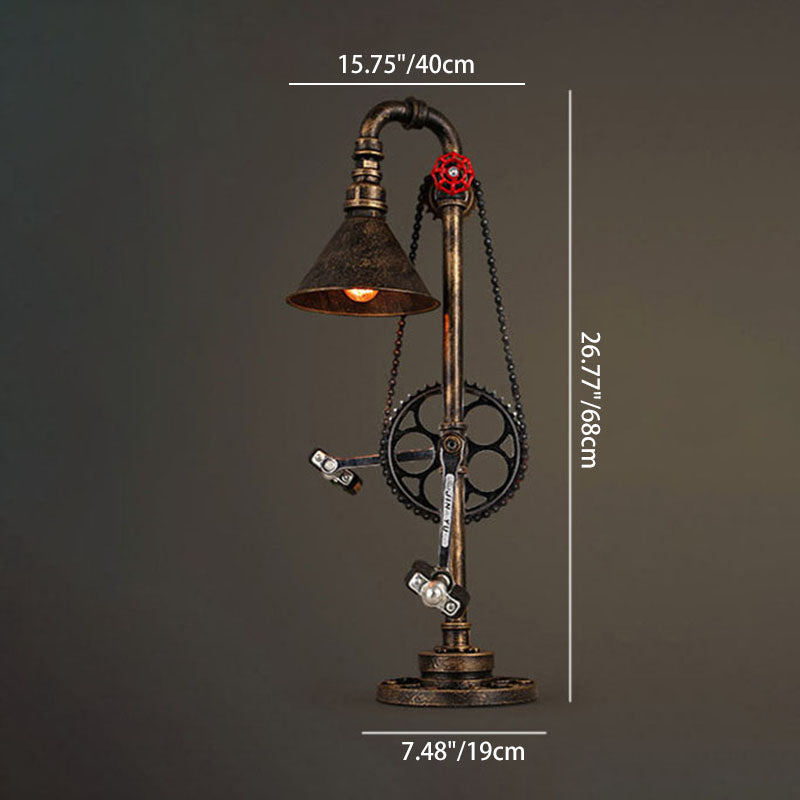 Industrial Vintage Iron Gear Plumbing Metal 1-Light Table Lamp Lumendat