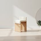 Plush Lambswool Vanity Stool - Ergonomic Durable Solid Wood Multi-Layer Board Stool For Bedroom Lumendat