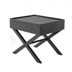 Contemporary Industrial Style Nightstand - Formaldehyde-Free MDF Smooth-Glide Large 1-Drawer Bedside Table For Bedroom Lumendat