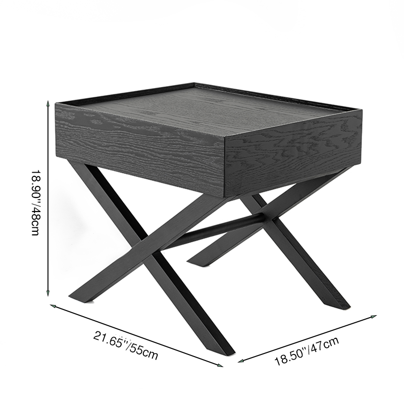 Contemporary Industrial Style Nightstand - Formaldehyde-Free MDF Smooth-Glide Large 1-Drawer Bedside Table For Bedroom Lumendat