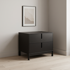 Modern Shabby Chic Nightstand - Eco-Friendly MDF & Easy-Clean Surface 2-Drawer Bedside Table For Bedroom Lumendat