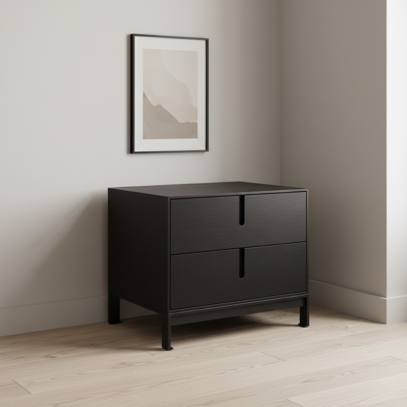 Modern Shabby Chic Nightstand - Eco-Friendly MDF & Easy-Clean Surface 2-Drawer Bedside Table For Bedroom Lumendat